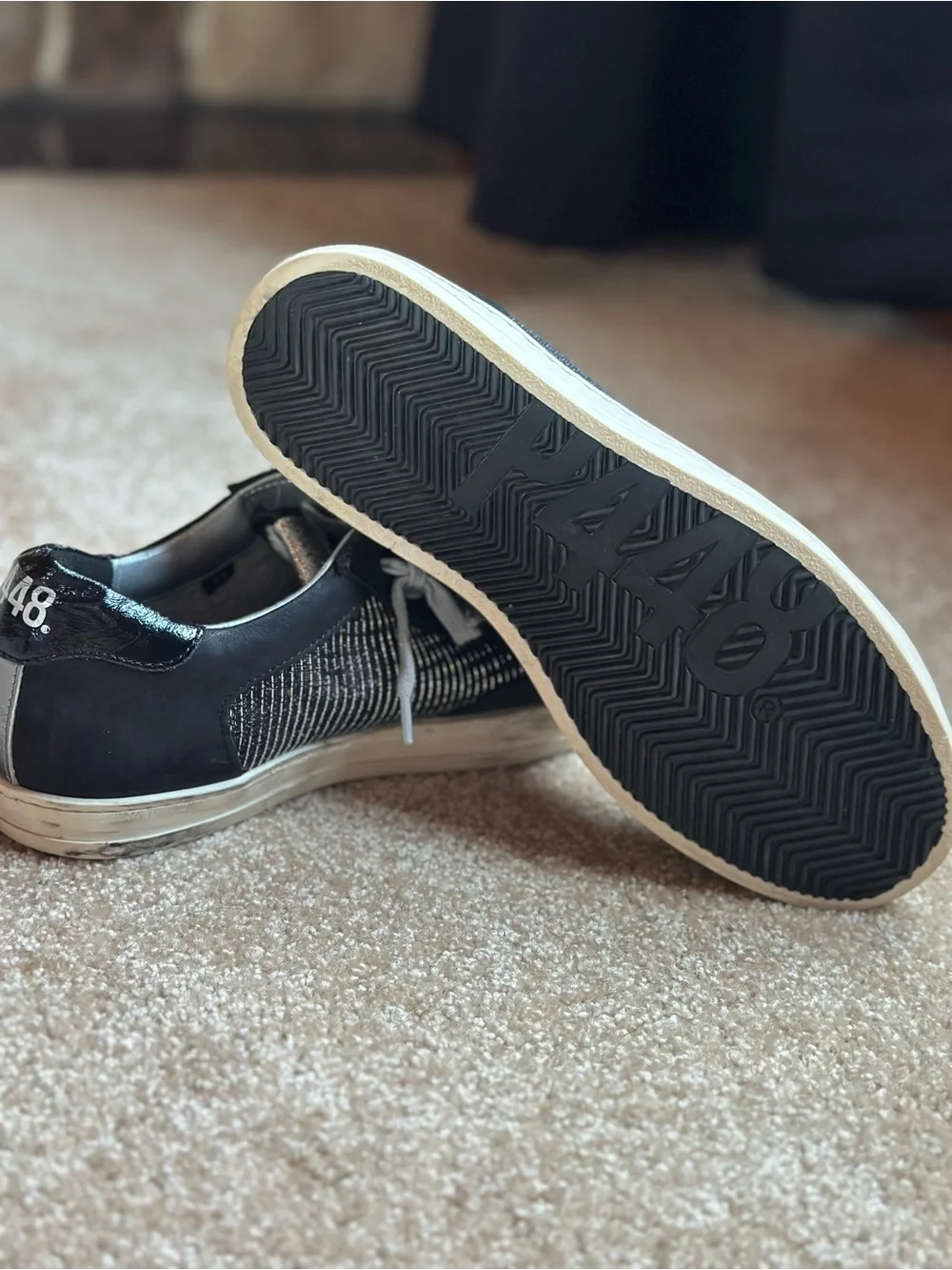 P448 Black Sneakers with Gray Laces